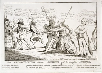 The Reconciliation Between Britannia and her Daughter America, pub. by W. Richardson, 11th May 1782